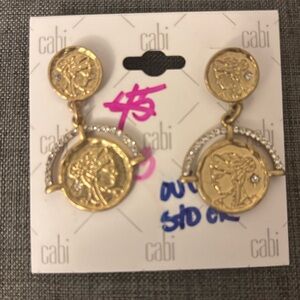 CAbi Gold and Silver Medallion Earrings